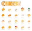 Vector cheese types icon set