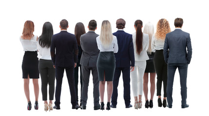 Wall Mural - Back view group of business people. Rear view. Isolated over white background.