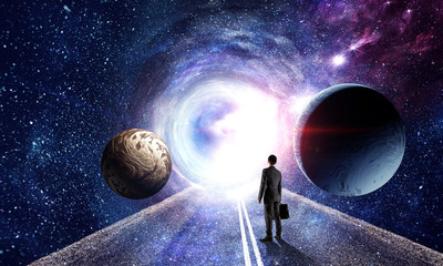 Wall Mural - businessman and cosmos concept