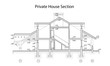 © Free_styler - Private house section, detailed architectural technical drawing, vector blueprint