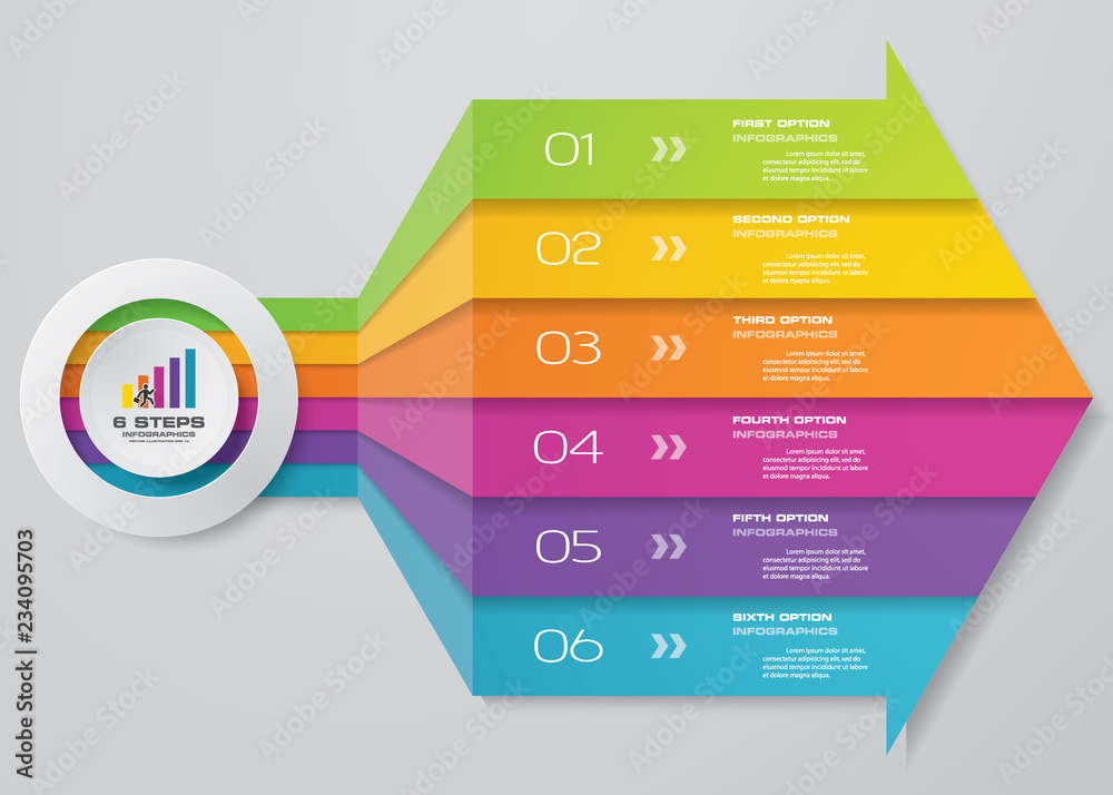 6 steps arrow infographics element template chart for presentation ...
