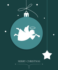 Poster - Christmas background with ball and angel