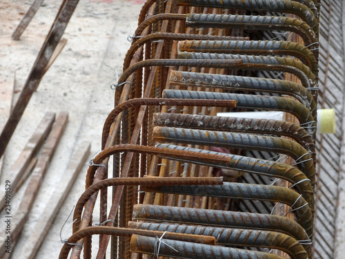 Reinforcement Bar Tied Together Using Tiny Wire And Place On Top