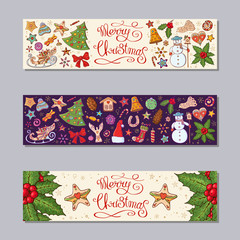 Wall Mural - Merry Christmas horizontal banners set.