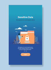 Poster - hacker padlock password folder sensitive data concept hacking attempt privacy information database f