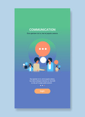 Canvas Print - people chat bubble communication concept business couple man woman speech conversation copy space flat vertical vector illustration