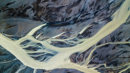 Sticker - Drone view of an Icelandic riverbed