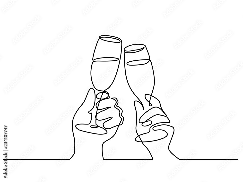 Two Hands cheering with glasses of champagne Stock Vector | Adobe Stock