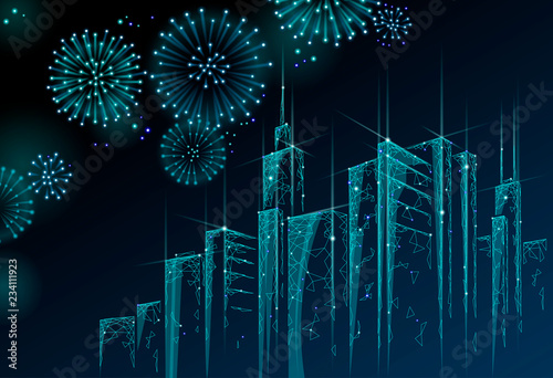 Modern Skyser Holiday Christmas Cityscape New Year Polygonal Modern Skyser Holiday Christmas Cityscape New Year Polygonal Point Line Dark Blue Night Sky