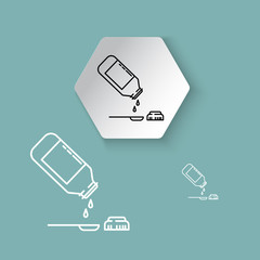 Poster - vector line icons, sign and symbols in flat design on paper cut circle and hextagon shape medicine and health 