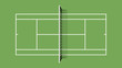 Tennis court. Grass cover field. Top view illustration with grid and shadow