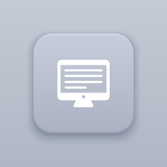 Poster - Computer screen gray vector button with white icon