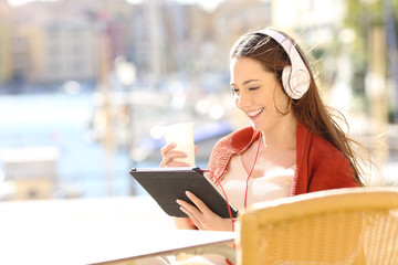 Sticker - Happy woman watching streaming media content