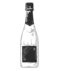 Wall Mural - Sketch bottle for wine isolated on white background. Vector illustration