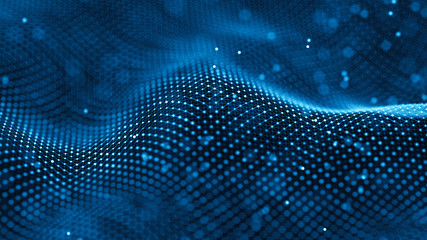 Fototapete - Data technology background. Abstract background. Connecting dots and lines on dark background. 3D rendering. 4k.