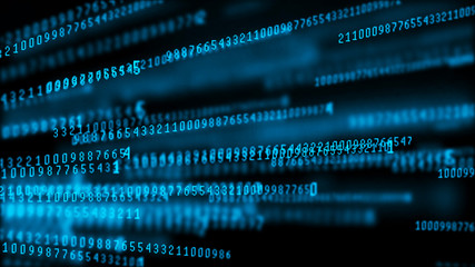Aufkleber - Digital background matrix. Data packets. Binary computer code. Hacker concept. 3d rendering