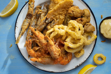 Poster - rustic italian fried seafood fritto misto