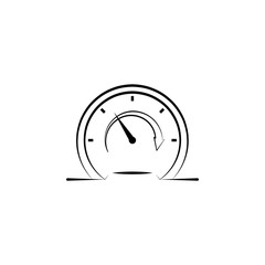 Poster - performance, speed, speedometer hand drawn icon. Outline symbol design from business set