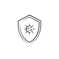 Aufkleber - Bacteria, virus, shield icon. Element of biology icon for mobile concept and web apps. Hand drawn Bacteria, virus, shield icon can be used for web and mobile