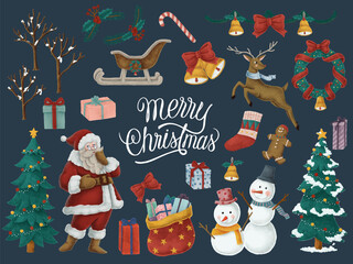 Sticker - Merry Christmas hand drawn card