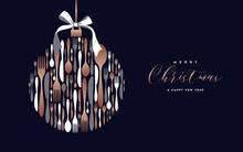 Christmas And New Year Copper Cutlery Card