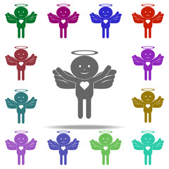 Poster - angel with heart icon. Elements of Angel and demon in multi color style icons. Simple icon for websites, web design, mobile app, info graphics