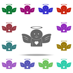 Poster - angel with heart icon. Elements of Angel and demon in multi color style icons. Simple icon for websites, web design, mobile app, info graphics