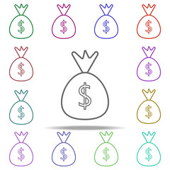 Poster - dollar bag line icon. Elements of Bank in multi color style icons. Simple icon for websites, web design, mobile app, info graphics