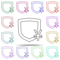 Poster - yen protection line icon. Elements of Bank in multi color style icons. Simple icon for websites, web design, mobile app, info graphics