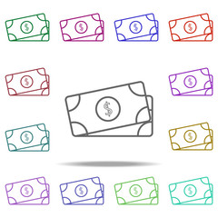 Poster - dollar bills line icon. Elements of Bank in multi color style icons. Simple icon for websites, web design, mobile app, info graphics