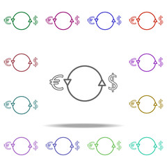 Poster - conversion of the dollar into euros line icon. Elements of Bank in multi color style icons. Simple icon for websites, web design, mobile app, info graphics