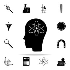 Poster - atoms in the head icon. The science icons universal set for web and mobile