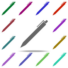 Poster - a pen icon. Elements of University life in multi color style icons. Simple icon for websites, web design, mobile app, info graphics