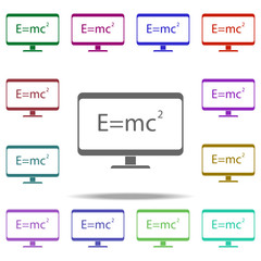 Poster - formula on the monitor icon. elements of university life in multi color style icons. simple icon for
