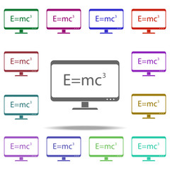 Poster - formula on the monitor icon. elements of university life in multi color style icons. simple icon for