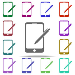 Poster - tablet with stylus icon. Elements of University life in multi color style icons. Simple icon for websites, web design, mobile app, info graphics