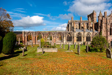 Melrose Abbey Ruins In Autumn - Scottish Borders