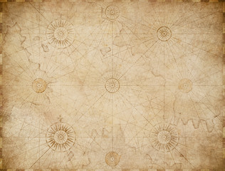 Wall Mural - old medieval nautical map background