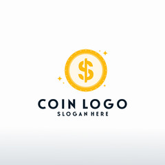 Wall Mural - coin finance logo with swoosh symbol vector, modern dollar logo template