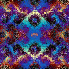 Poster - Seamless grunge abstract square pattern. Paint grunge cracks.