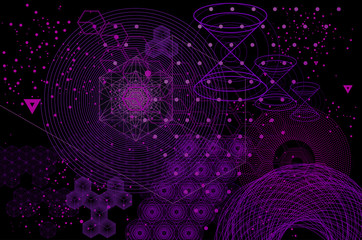 Wall Mural - sacred geometry symbols and elements background.