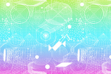 Wall Mural - the science and mathematics abstract background with circles, cube, triangles and a lot of lines. sa