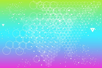 Wall Mural - the science and mathematics abstract background with circles, cube, triangles and a lot of lines. sa