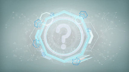 Poster - Technology question mark icon on a circle isolated on a background 3d rendering