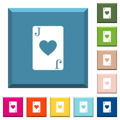 Wall Mural - Jack of hearts card white icons on edged square buttons