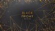© helenstock - Black friday, sale abstract dark background with glowing lights and polygonal contours, can be used for banner, advertising billboard and web header. Vector illustration