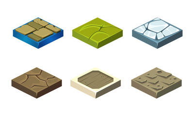 Sticker - Stone game platforms set, user interface assets for mobile app or video game vector Illustration on a white background