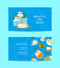 Wall Mural - vector business card template for beauty and spa or massage salon. illustration of business spa salo