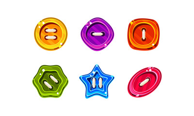Poster - Colorful jelly glossy buttons for game or web design interface vector Illustration on a white background