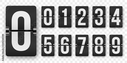 Fotomural Countdown numbers flip counter vector isolated set